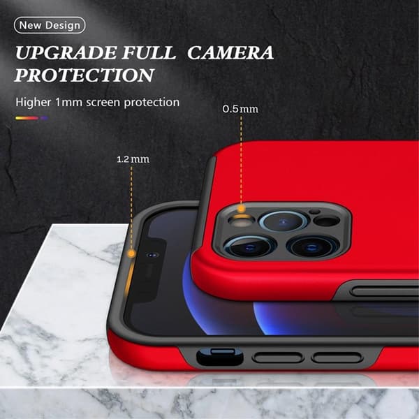 iPhone 14 Pro Sormirengas Sivutuen Hybridikotelo - Punainen Red