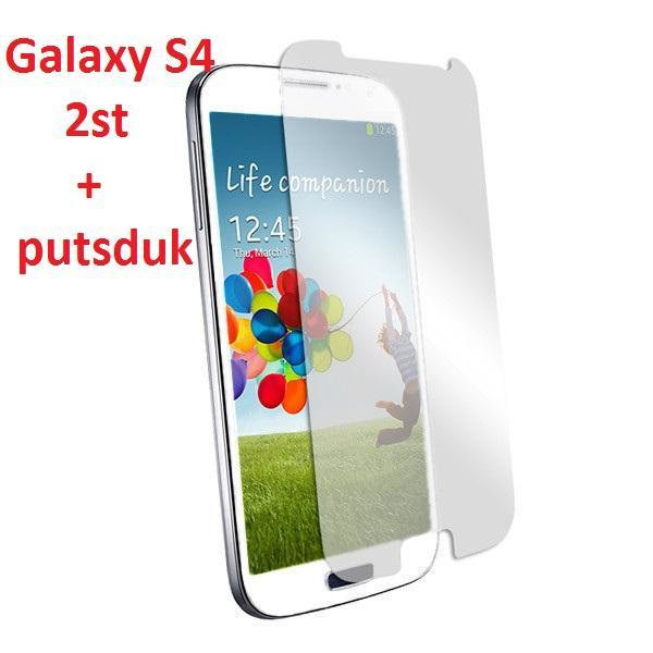 Samsung Galaxy S4 I9500 Skjermbeskytter x2 med rengjøringsklut Transparent