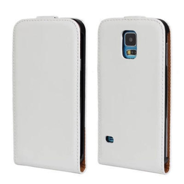 Ylellinen Samsung Galaxy S5 Flip -nahkakotelo White