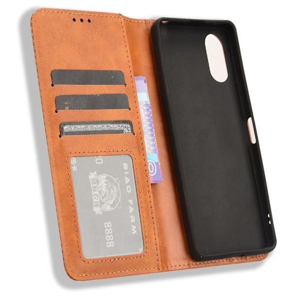 Wallet Stand Flip-telefonetui til Xperia 10 VI Brown