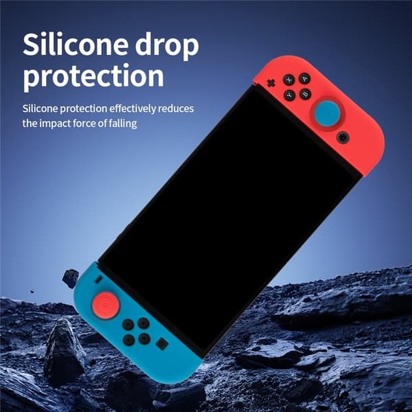 Silikonfodral Skal Kompatibel med Nintendo Switch + tumgreppsskydd fodral - blå Blå