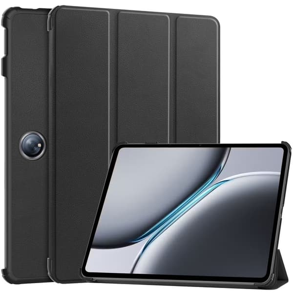 For OnePlus Pad 2 Tri-fold Stativ Våkne / Sove Deksel Tablettveske - Svart Black