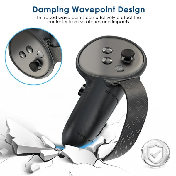 1 par för Meta Quest 3S Controller silikonfodral Anti - Slip Anti - Drop Grip Cover Svart