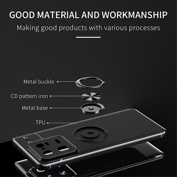 Sormirengas Kickstand TPU-kotelo Xiaomi 13 Prolle Black