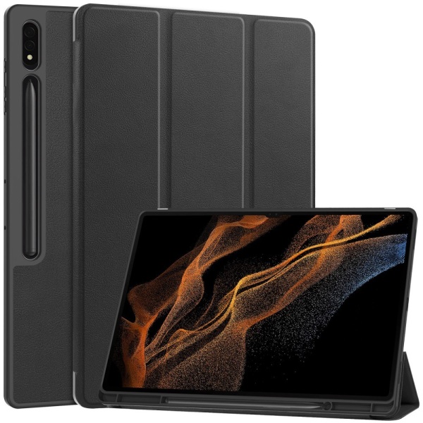 Tri-fold Smart-etui med stativ for Samsung Galaxy Tab S9 Ultra / S10 Ultra Black