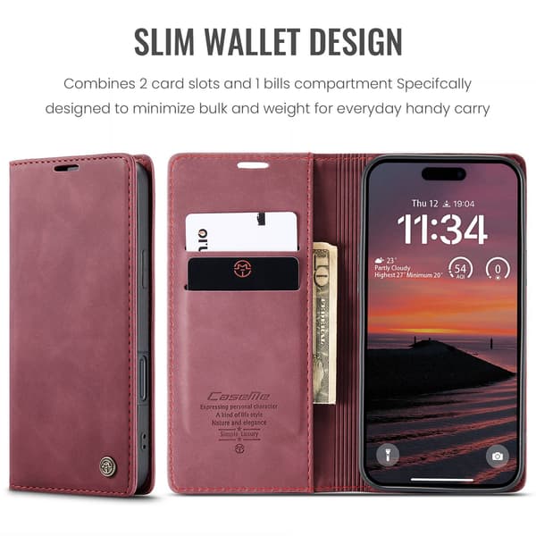 CASEME Retro lompakkokotelo iPhone 17 Pro Red