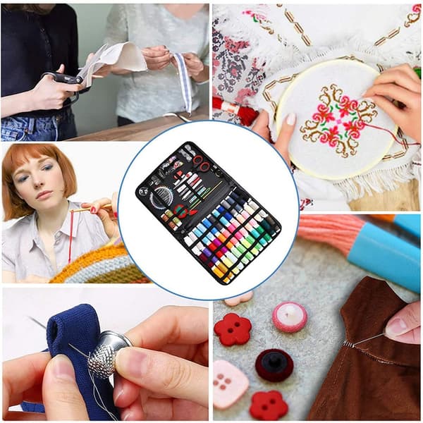Ompelusarja kotiin ja matkoille Lankaa ja neula, useissa eri väreissä - 172 osaa Multicolor