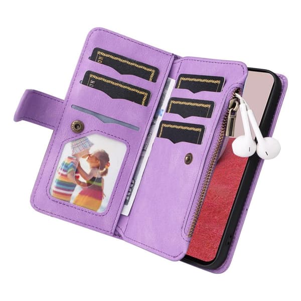 KT Multifunksjons Serie-5 For Samsung Galaxy A14 Telefonveske - Lilla Purple
