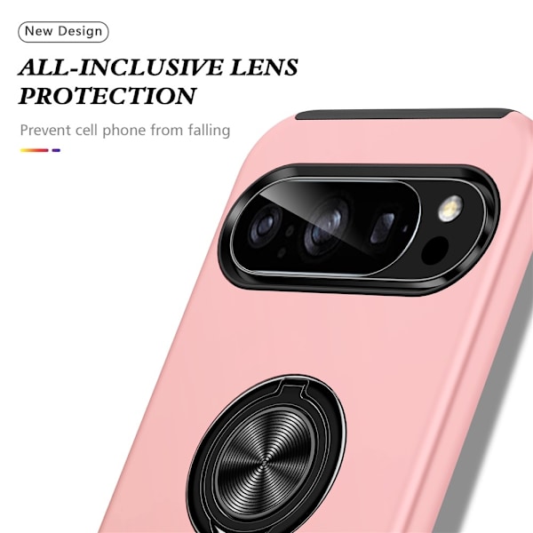 Til Pixel 10 Pro / Pixel 10 Deksel Hybriddeksel med Finger Ring - Rosa Pink