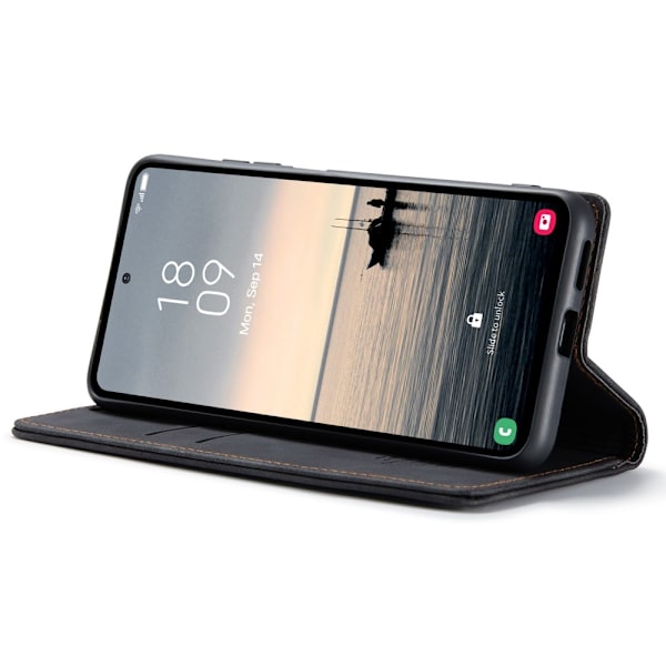 CASEME Retro Lompakkokotelo Samsung Galaxy S23 FE Black