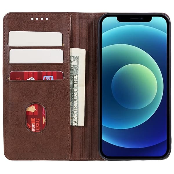 Wallet Stand Telefontaske til iPhone 15 Pro Max Cell Cell Cover - Kaffe Dark brown