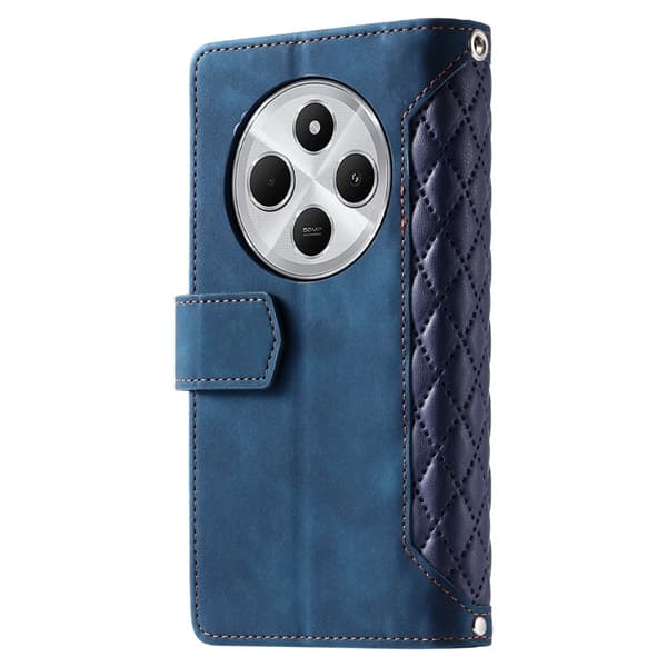 Til Xiaomi Redmi 14C Zipper Wallet Case Rhombus Telefoncover Blue