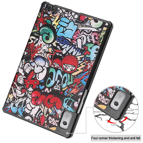 Til Lenovo Tab M9 Trifoldet Stativdæksel - Graffiti Multicolor