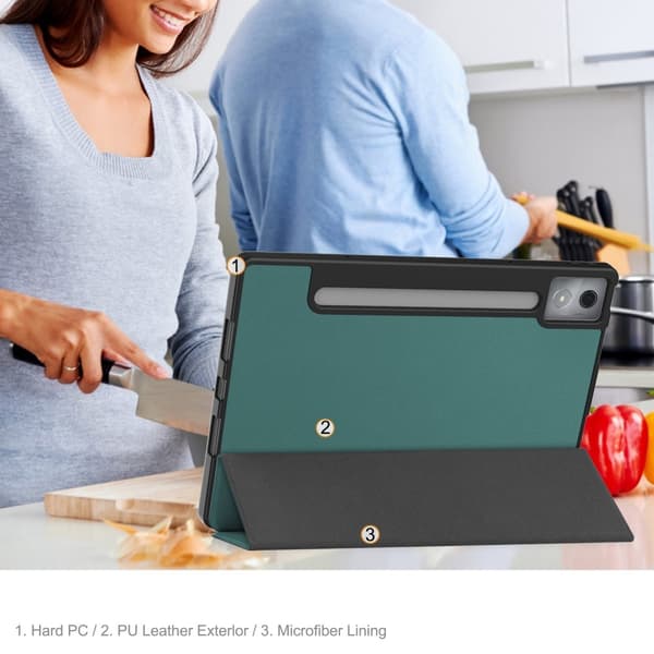 För Lenovo Idea Tab Pro Fodral Tri-Fold Stativ Skal med pennhållare Grön