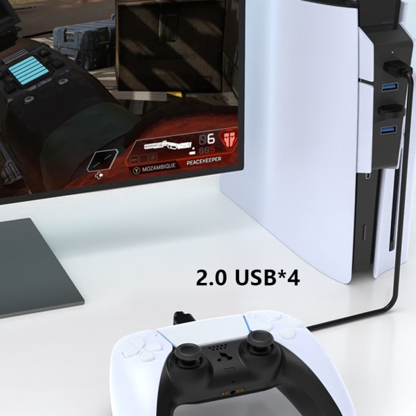 Køleblæser til Sony PS5 konsol ekstern køler med 4 USB 2.0 porte Black