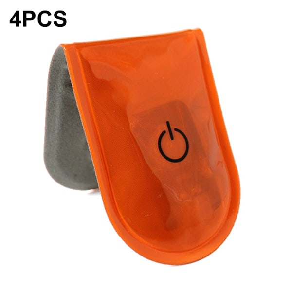 4 stk LED-lys Magnetiske Clips Sikkerhed Løbenat Campingaktiviteter - Orange Orange