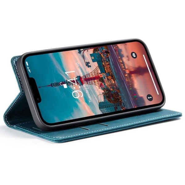 CASEME Retro lompakkokotelo iPhone 15 Plus - Sininen Blue