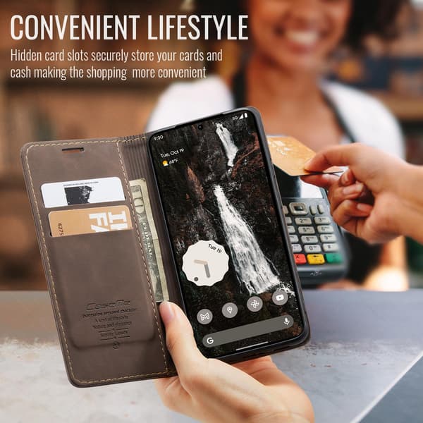 CASEME Lommebokdeksel med Stativ til Google Pixel 11 Pro XL Brown