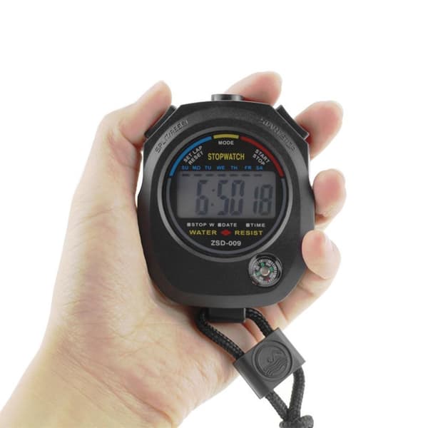 Sportstimer digitalt stopur Dato Tidsalarm Black