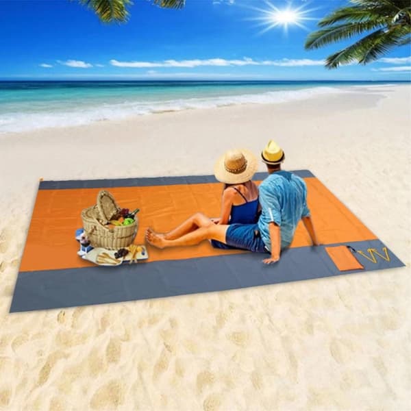 Strand tæppe 210x200cm stor sandtæt vandtæt strandmåtte - blå Blue