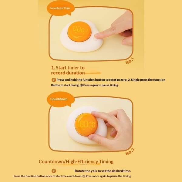 Magnetisk egg Timer kjøkkentimer med forover/bakover-modus matlaging studie arbeid White