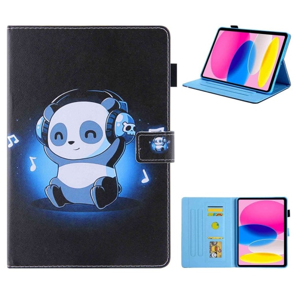 Tablettdeksel med klaff og stativ for iPad 10.9 (2022) - Panda / Musikk Black