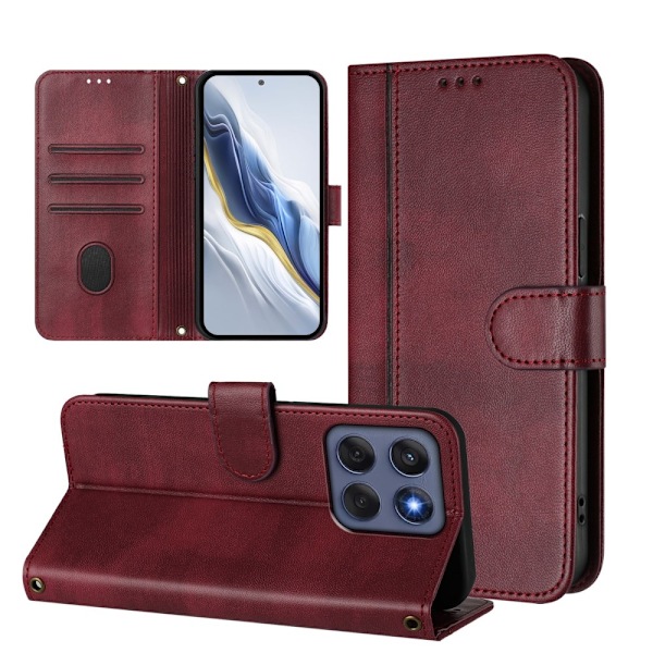 Til Motorola Edge 60 5G / 60 Fusion 5G Etui Pung Stand Retrostruktur Red