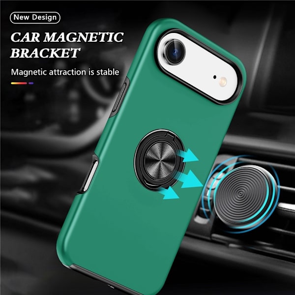 Til iPhone Air Finger Ring Kickstand Hybrid Taske Green