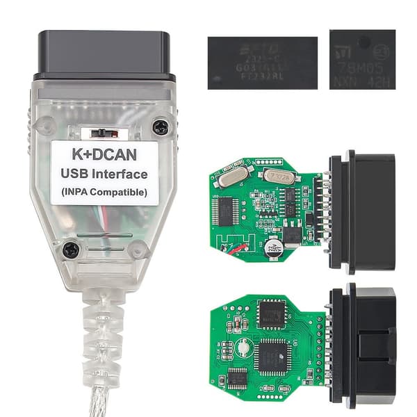 Feilkodeleser K+DCAN K-CAN FTDI-brikke for E60 E61 E83 E81 E87 OBD2 OBD 2 Black