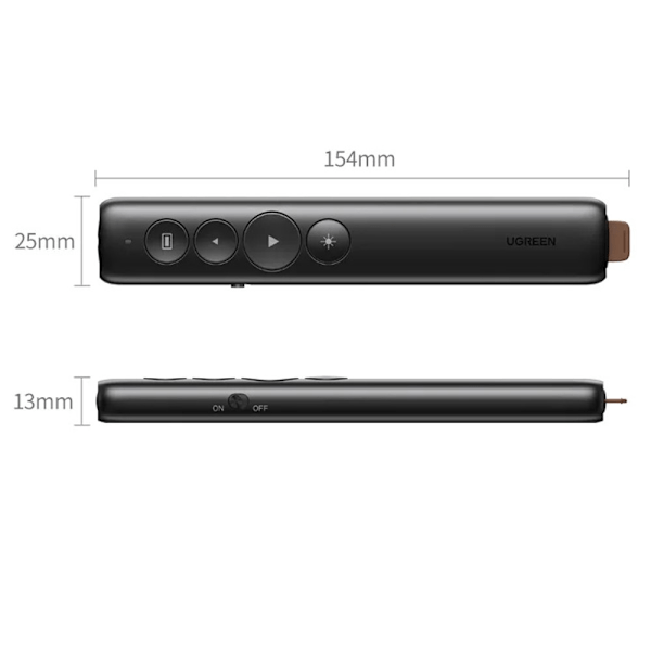 Wireless Presenter Genopladelig multifunktionsfjernbetjening laserpointer Black