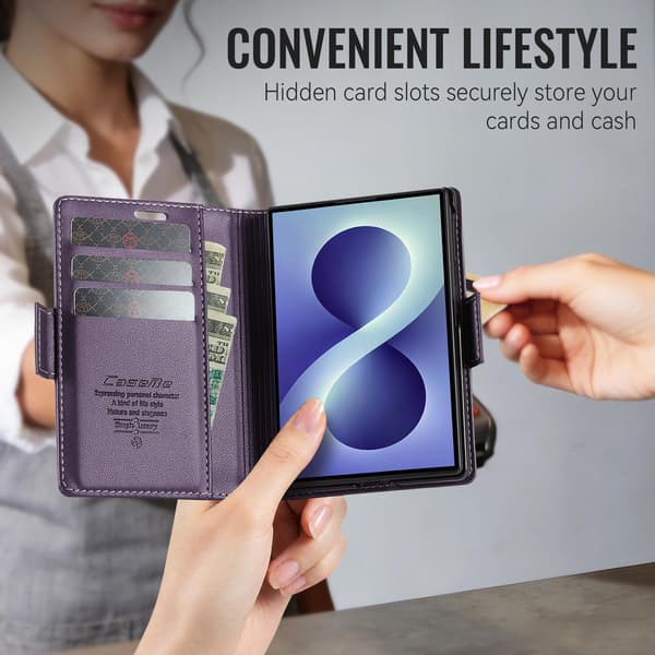 CASEME Glanset telefonlommebokdeksel til Samsung Galaxy Z Fold8 Purple
