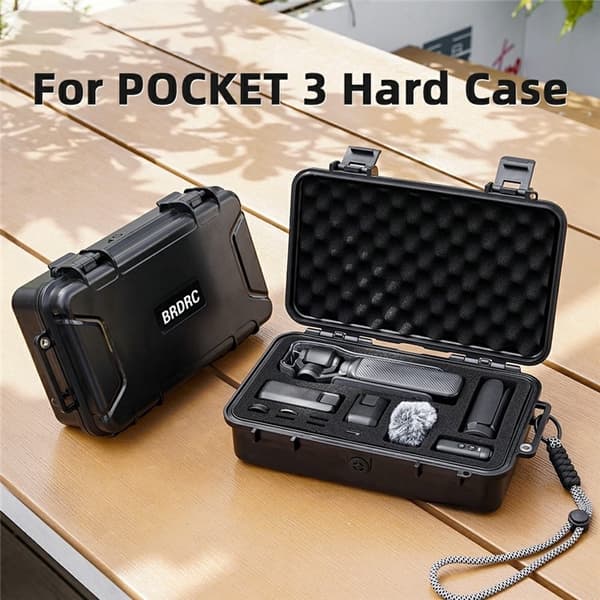 BRDRC bæreveske til DJI Osmo Pocket 3 bærbar vanntett hard oppbevaringsveske Black