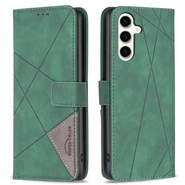 BINFEN COLOR För Samsung Galaxy S24 FE Stötsäkert Plånboksfodral – Grön Grön