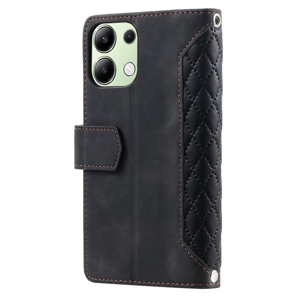 Til Xiaomi Redmi 15C Zipper Wallet Case Rhombus Telefoncover Black