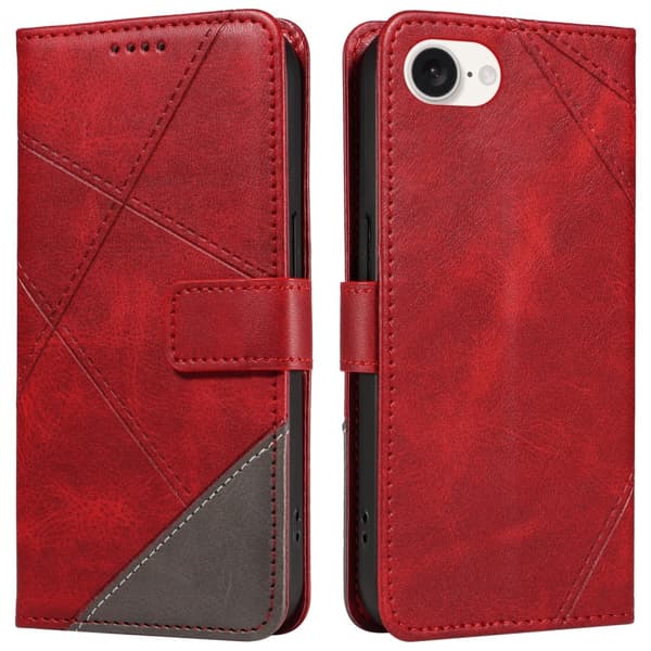 Lompakkokotelo iPhone 17e / 16e:lle – Geometrinen Viiva Red