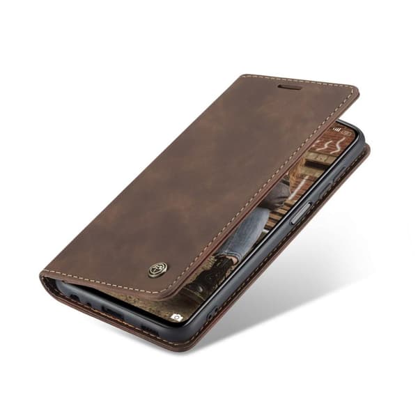CASEME Retro tegnebog taske til Xiaomi Redmi Note 10 4G/Note 10S - Kaffe Brown