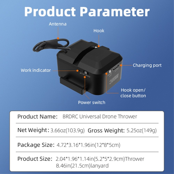 Drone Droner Throw Move Leave Airdrop system fjernbetjening Black