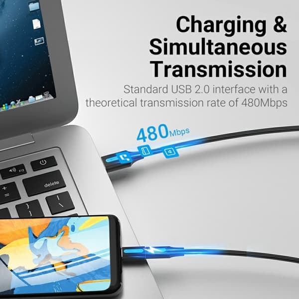 VENTION USB 2.0 USB-C Han til Micro-B Hun Adapter Mini OTG Konverter Black