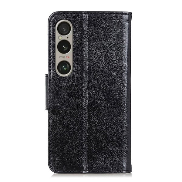 Til Sony Xperia 1 VI Tekstureret Split Pung Taske - Sort Black