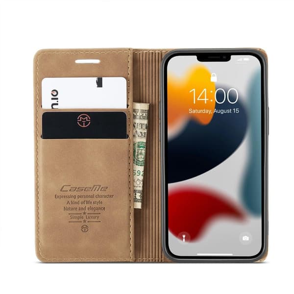 CASEME Retro Lommebok Etui for iPhone 13 - Brun Brown