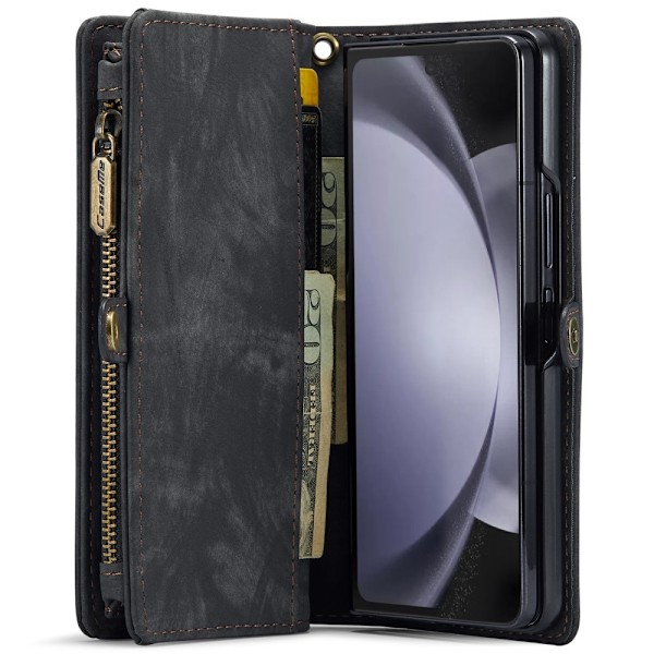 CASEME Retro läder plånboksfodral till Samsung Galaxy Z Fold6 Svart
