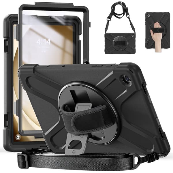 Etui med stativ og skulderstropp for Samsung Galaxy Tab A9+ Black