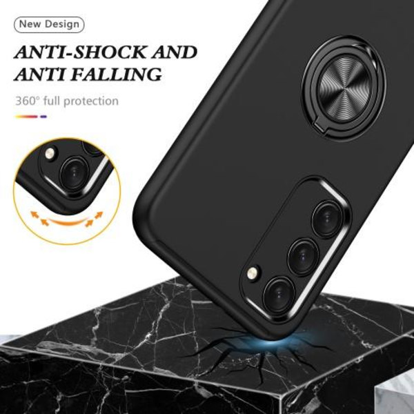 Samsung Galaxy S23 Finger Ring Kickstand Hybrid Case - Svart Black