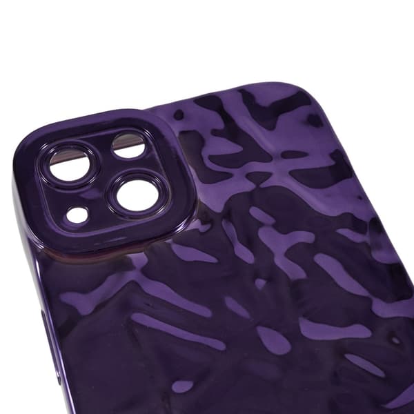 TPU-etui for iPhone 15 Plus med elektroplettering, rynket og ujevn overflate Purple