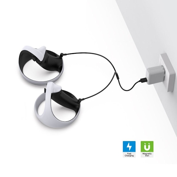 För PS VR 2 - kontroller 1 USB till 2 USB - C laddningssladd Svart