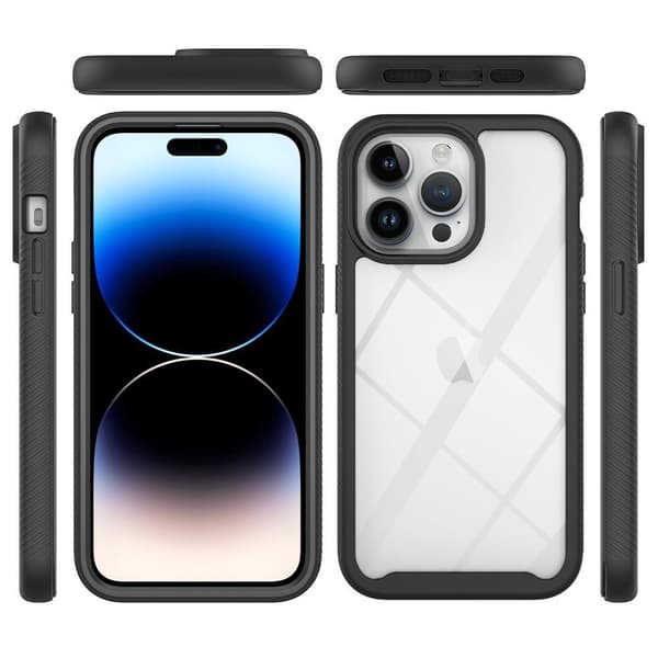 Til iPhone 15 Pro Fuld Beskyttelse Telefonetui 3 - i - 1 + Skærmbeskytter Black
