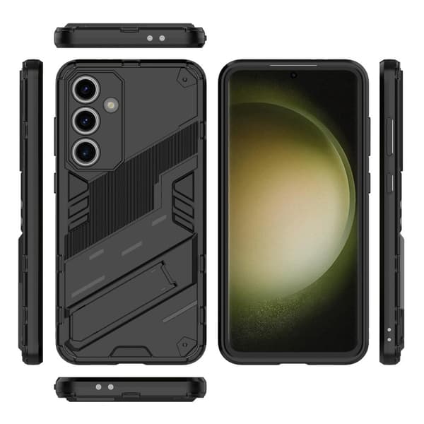 Til Samsung Galaxy S24 FE Kickstand Hybrid Hårdt PC Blødt TPU Telefoncover - Sort Black