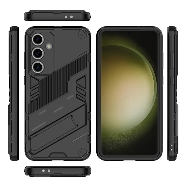 Till Samsung Galaxy S24 FE Kickstand Hybrid Hårt PC Mjukt TPU Telefonfodral - Svart Svart