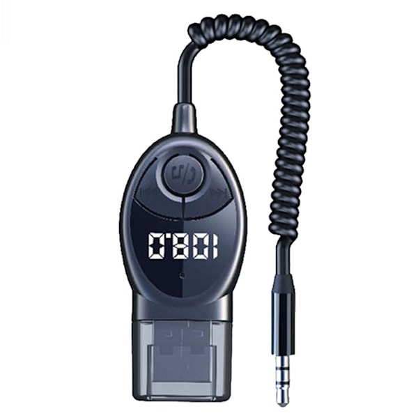 W8 Auton Äänensovitin Bluetooth-vastaanotin FM-lähetin teleskooppisella kaapelilla Black