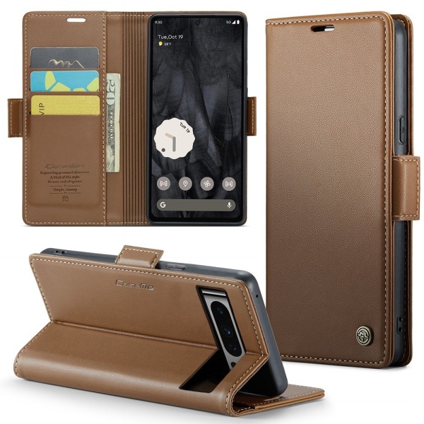 CASEME Retro Lompakkokotelo Pixel 8 Pro Brown